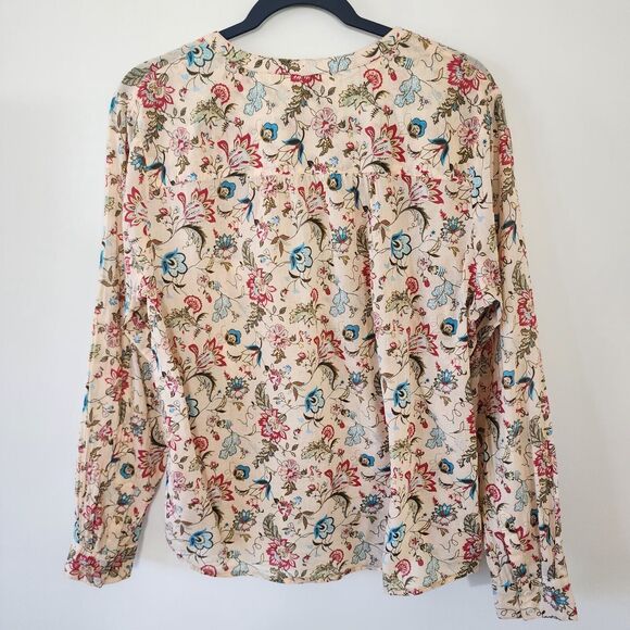 Sundance pleated v-neck Size Large Floral Elegant lightweight blouse Boho Hippie - Picture 2 of 7